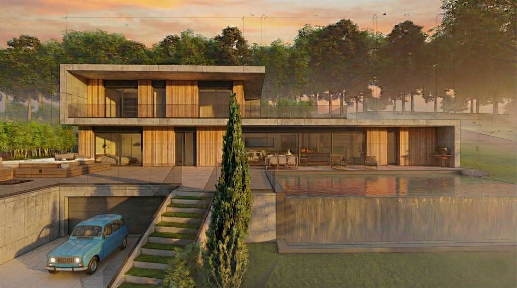 maison contemporaine beton banche