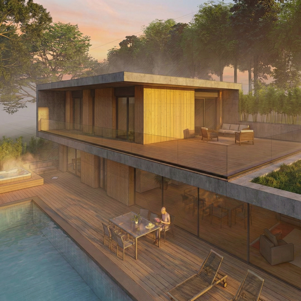 maison contemporaine habillage bois