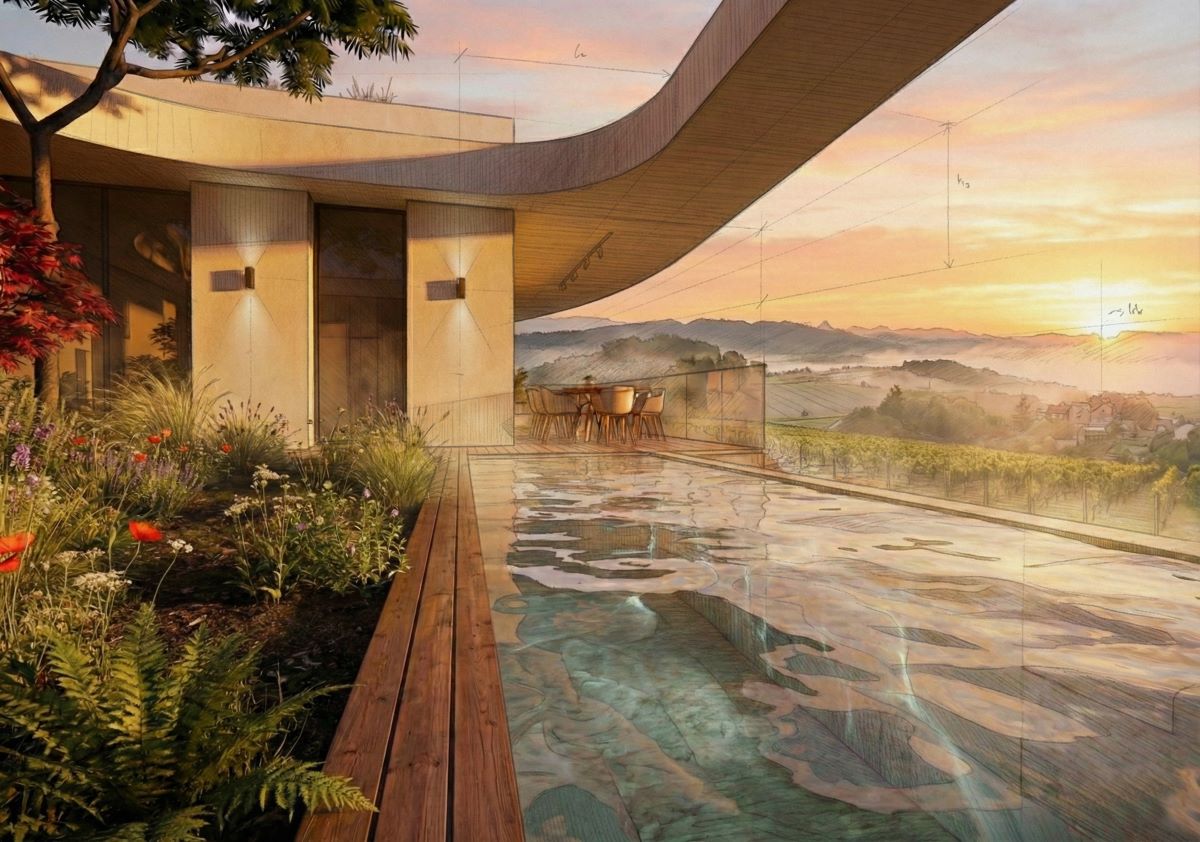 Villa contemporaine avec piscine près de Macon conçue par Ocube, architecte à Lyon